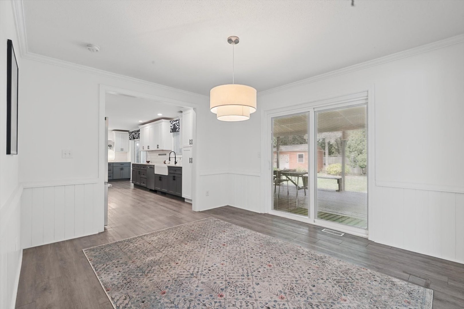 Full view doors provide a seamless transition betw