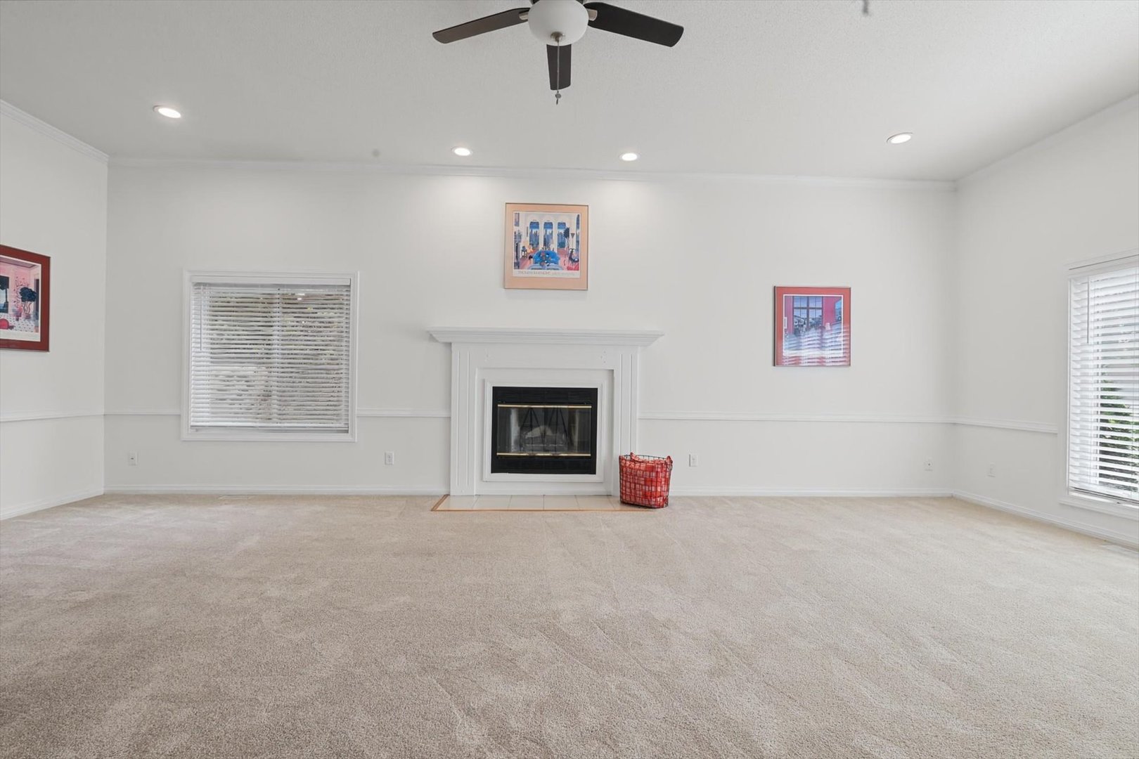 Grand living room with high ceilings