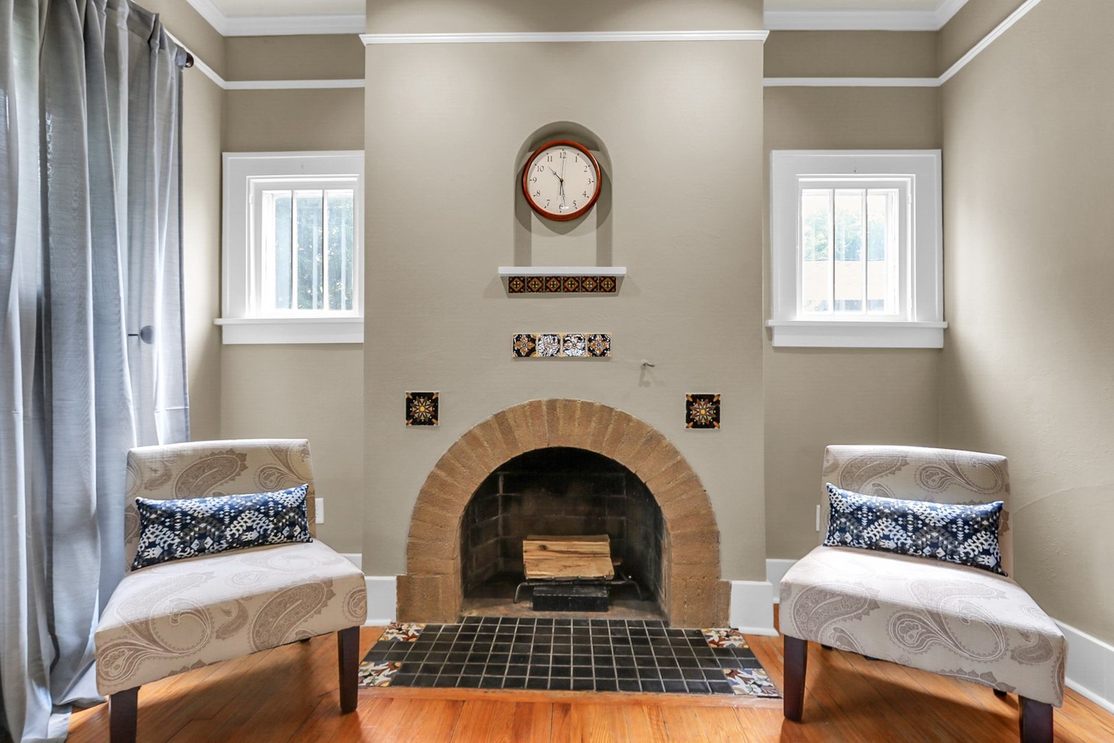 Wood burning fireplace with Talavera Tile Accents