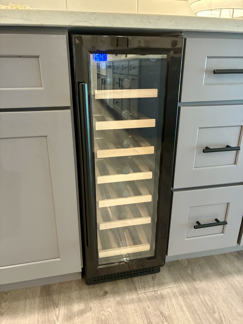 Dedicated wine refrigerator.