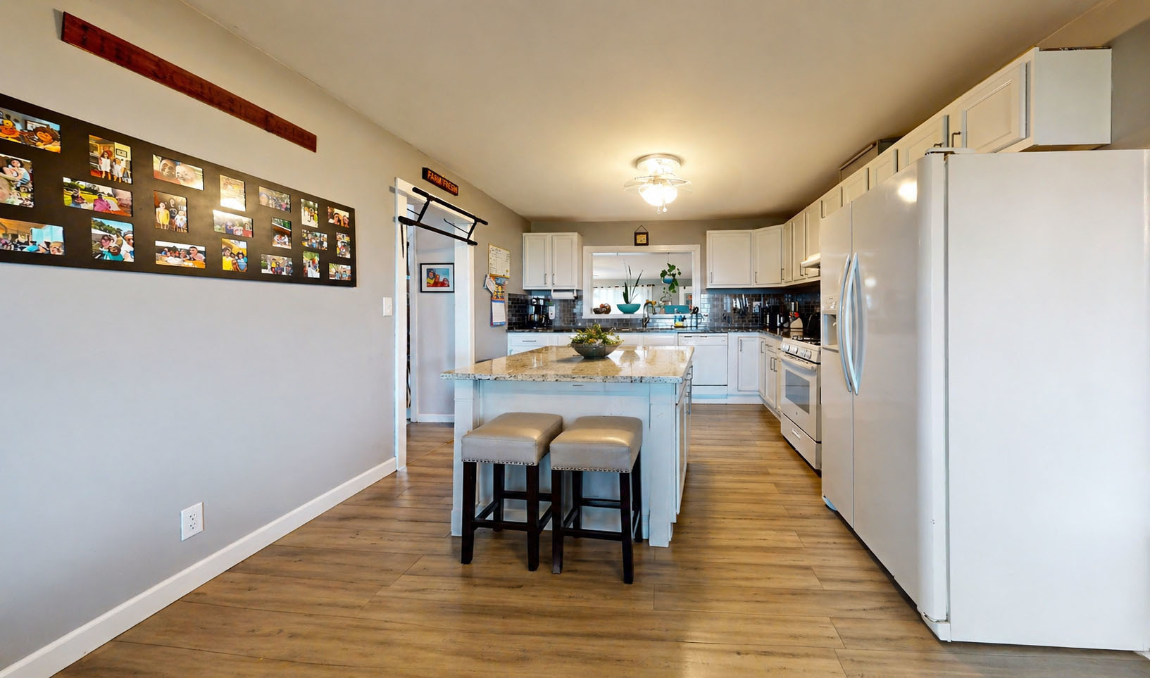 Shown with an island option in kitchen